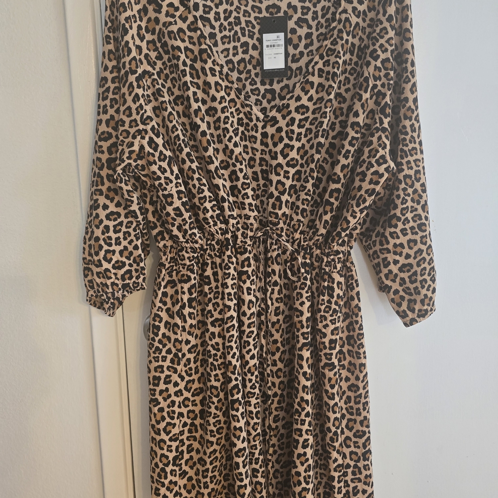 City Chic Animal Print Tunic in Black and Tan